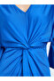 Blue Pleated Detail Midi Dress - 3