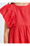Girls Red Schiffli A-Line Mini Dress - 3