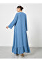 Blue Ruffle Hem Open Abaya - 4