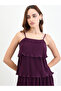 Burgundy Sleeveless Tiered Midi Dress - 4