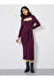 Purple Ribbed Cut Out Sweater Midi Dress - 2