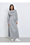 Printed Hooded Casual Midi Dress