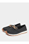 Women Black Chain Detail Loafers - 2