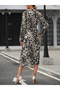 Women's Allover Printed Belted Button Front Detail Long Sleeve Midi Dress - 2