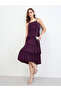 Burgundy Sleeveless Tiered Midi Dress - 2