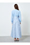 Women Tie-Up Neck Embroidered Midi Dress - 5