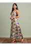 Yellow Abstract Print Halter Neck Maxi Dress - 2
