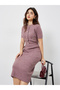 Pink Knit Midi Dress with Button Detail