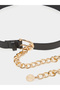 Black Faux Leather Belt with Chain Detail - 2