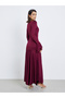 Solid Bell Sleeve Party Midi Dress - 5