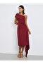 Women One Shoulder Neck Sheath Midi Dress - 3