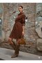 Velvet Dress Slim F Corded Fabric Brown Shirt Dress Italian Design - 8