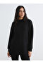Lcw Modest Black High Collar Soft Touch Women's Sweatshirt Tunic - 2