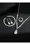 Silver Crystal Necklace with Earrings and Bracelet and Ring Set - 5