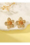Gold Flower Stud Earrings - 4