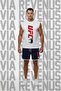 Ufc Printed Black Sleeveless 100% Cotton T-Shirt and Piped Jersey Fabric Sports Shorts Combination Set