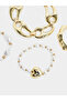 Set of 4 - Golden Beaded Bracelet - 3