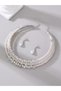 Set of 2 - Faux Pearl Rhinestone Necklace and Earrings - 2