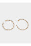 Gold Tone Hoop Earrings with Pearl Accents