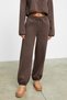 Ayatre Women's Organic Cotton Fleece Lined K Hooded Regular Elastic Waist Dark Brown Top and Bottom Set - 5