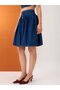 Blue Pleated Button-Down Mini Denim Skirt - 4