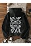 Women's Black Soothes Soul Printed 3 Thread O Oversized K Hooded Hoodie Sweatshirt - 2