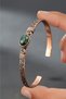 Men Women Copper Bracelet Ring Set Natural Green Agate Stone Female Handcuff Bracelet Ring - 5