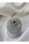 Steel Ring Baguette Blue Zircon Stone Gold - 3