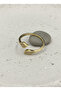 316L Gold Color Double Leaf Figured Zircon Stone Adjustable Steel Ring - 5