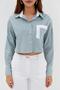 Striped Double Pocket Crop Green - 2