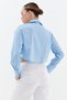 Zippered Stone Detailed Crop Shirt Blue - 2