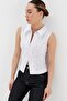Stoned Sleeveless Zippered Shirt White