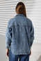 Women's Oversized Cut Denim Shirt Jacket Snow Wash Blue Dark Color Casual Chic -Bnj4896 - 7