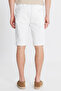 Men's White Cotton Slim Fit Slim Fit Tie Waist Side Pocket Stretch Shorts - 5
