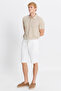 Men's White Cotton Slim Fit Slim Fit Tie Waist Side Pocket Stretch Shorts - 2
