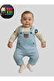 Baby Boys 3-Piece Romper Set Salopet and Socks Set Teddy Bear Patterned Bodysuit Bear Embroidered Cotton - 2