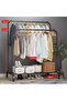 Multifunctional Metal Garment Rack with Shelf – Organize and Display Clothes in Style (black) - 4