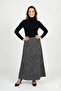 Women's Winter Piecewise Mother Skirt with Drop Pattern Fleece-Lined Elastic Waist Cotton Thick Textured