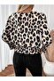 Women's Long Sleeve Crew Neck Leopard Print Modal Blouse - 3
