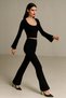 Women's black Corded Fabric bodycon spanish two-piece set - 3
