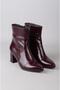 Seç 1206 Genuine Leather Heel-Style Women's Boots (Heel Height: 6 cm) Burgundy Patent Leather - 2