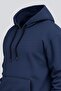 Men's Comfortable Basic Blue Hooded Sweatshirt - 4