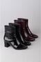 Seç 1206 Genuine Leather Heel-Style Women's Boots (Heel Height: 6 cm) Black Patent Leather - 8