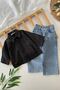 Miniğimin Cicileri Stone-Embellished Girls' Shirt 2-Piece Set - Black