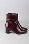 Seç 1206 Genuine Leather Heel-Style Women's Boots (Heel Height: 6 cm) Burgundy Patent Leather - 6