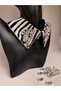 Zebra Pattern Crystal Stone Design Shirt Collar - 8
