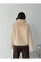 - Faux Fur Women's Coat - Stone - 5
