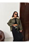 Plush Collared Buttoned Cashmere Coat - Khaki |   F2048 - 2