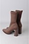 Seç 9007 Stretch Heel Women's Boots (Heel Height: 9 cm) Brown - 6