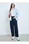 Light Blue Embroidered Long Sleeve Oversized Shirt - 2